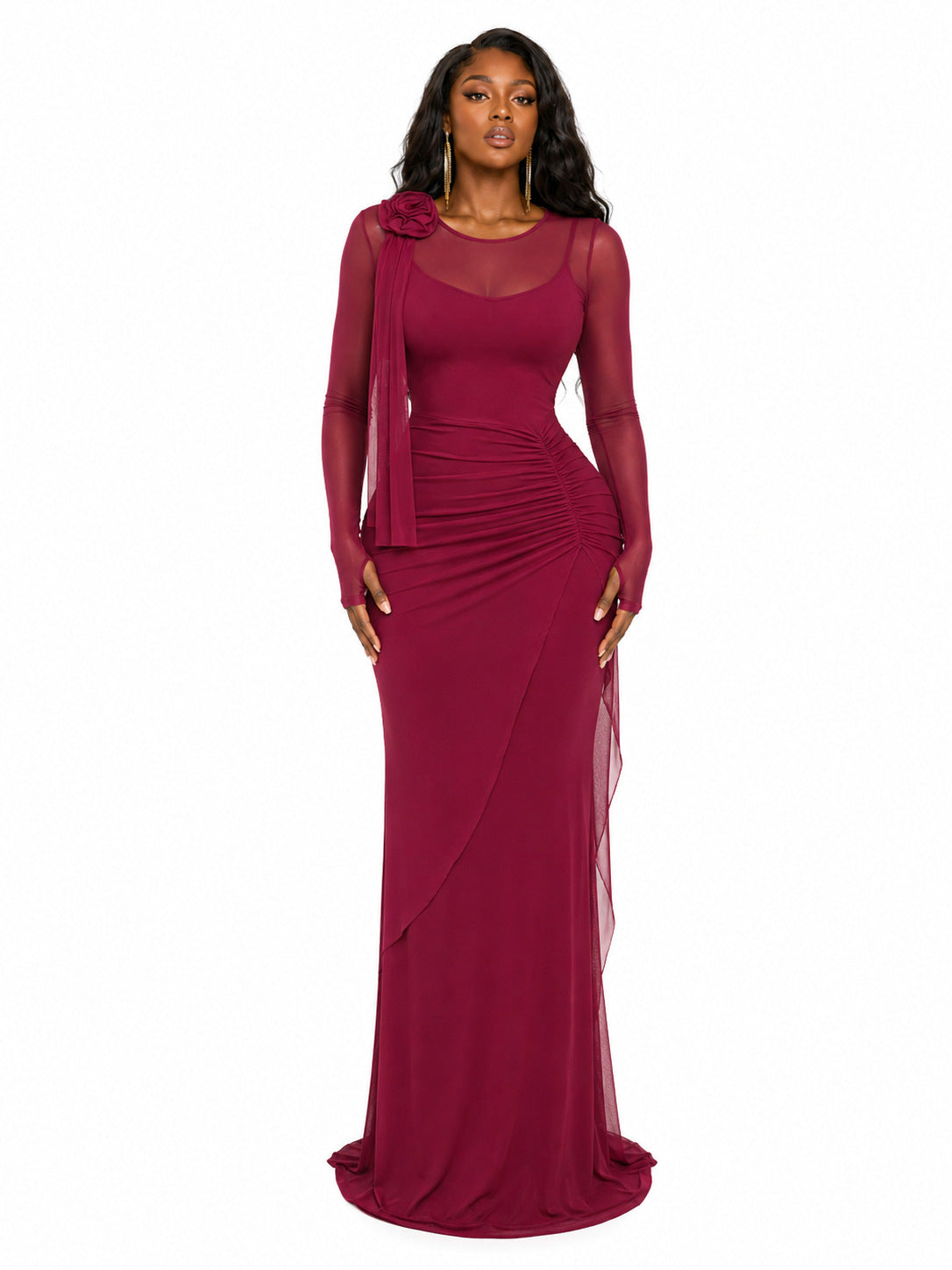Elegantes Mesh-Kleid mit Blumenmuster – Bild 8 | LuxeStyle