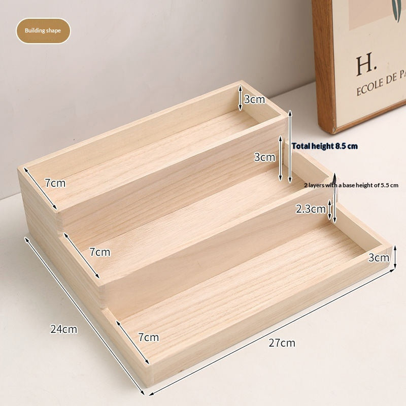 Massivholz Display-Regal im Stufen-Stil