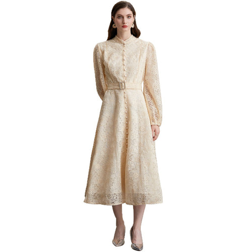 Apricot Maxi-Kleid mit Spitze und Korsett