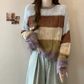 Langarm-Pullover mit bunten Streifen