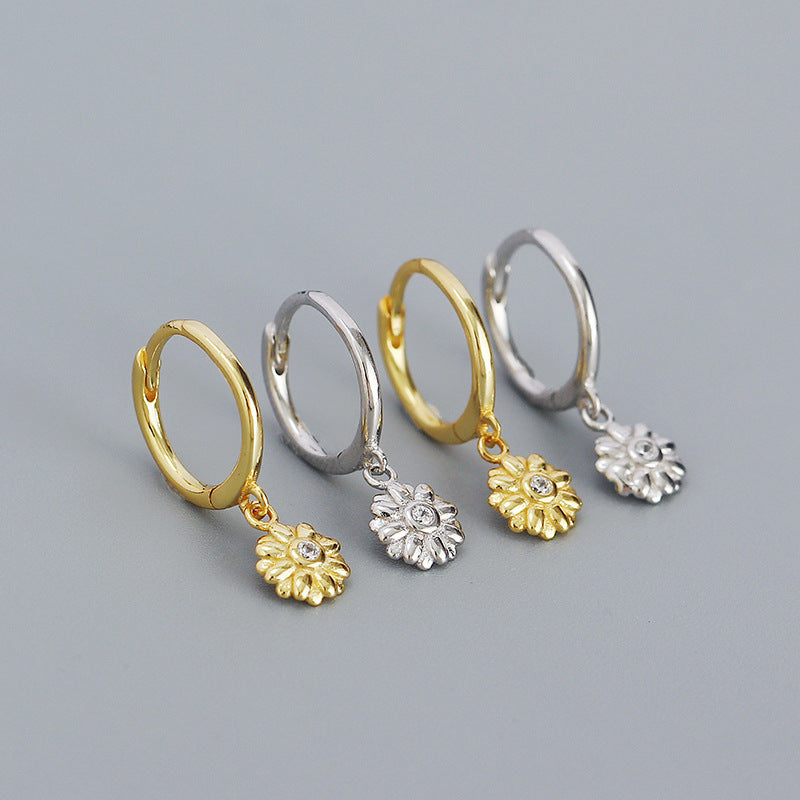 Blumen Ohrclips aus 925er Sterling Silber