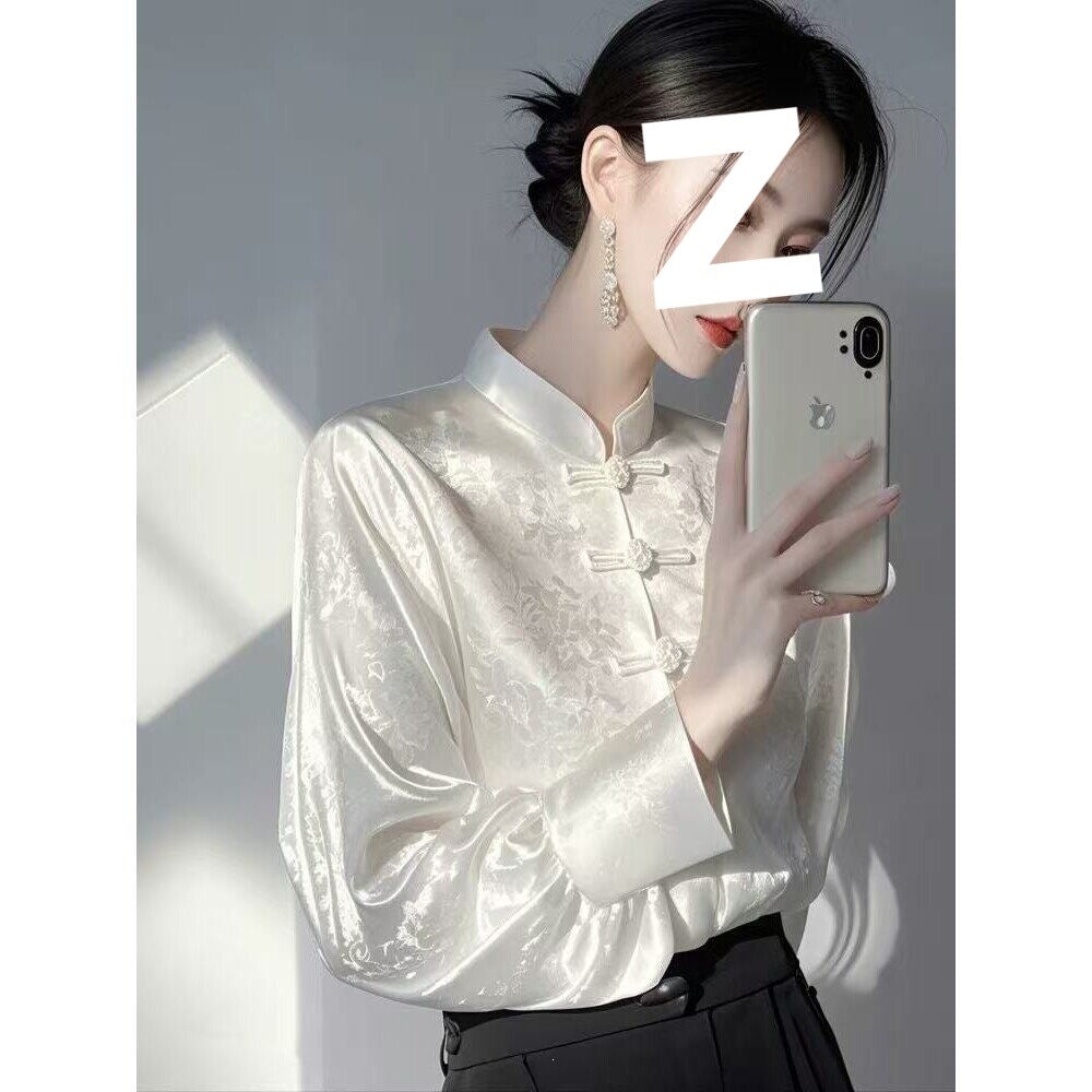 Loose-Fit Bluse mit Jacquard-Muster