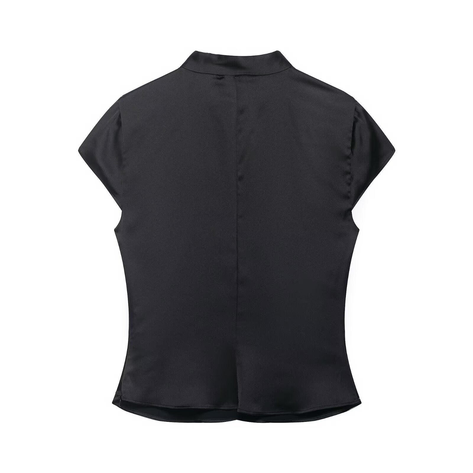 Satin-Top im China-Stil mit Mandarinkragen