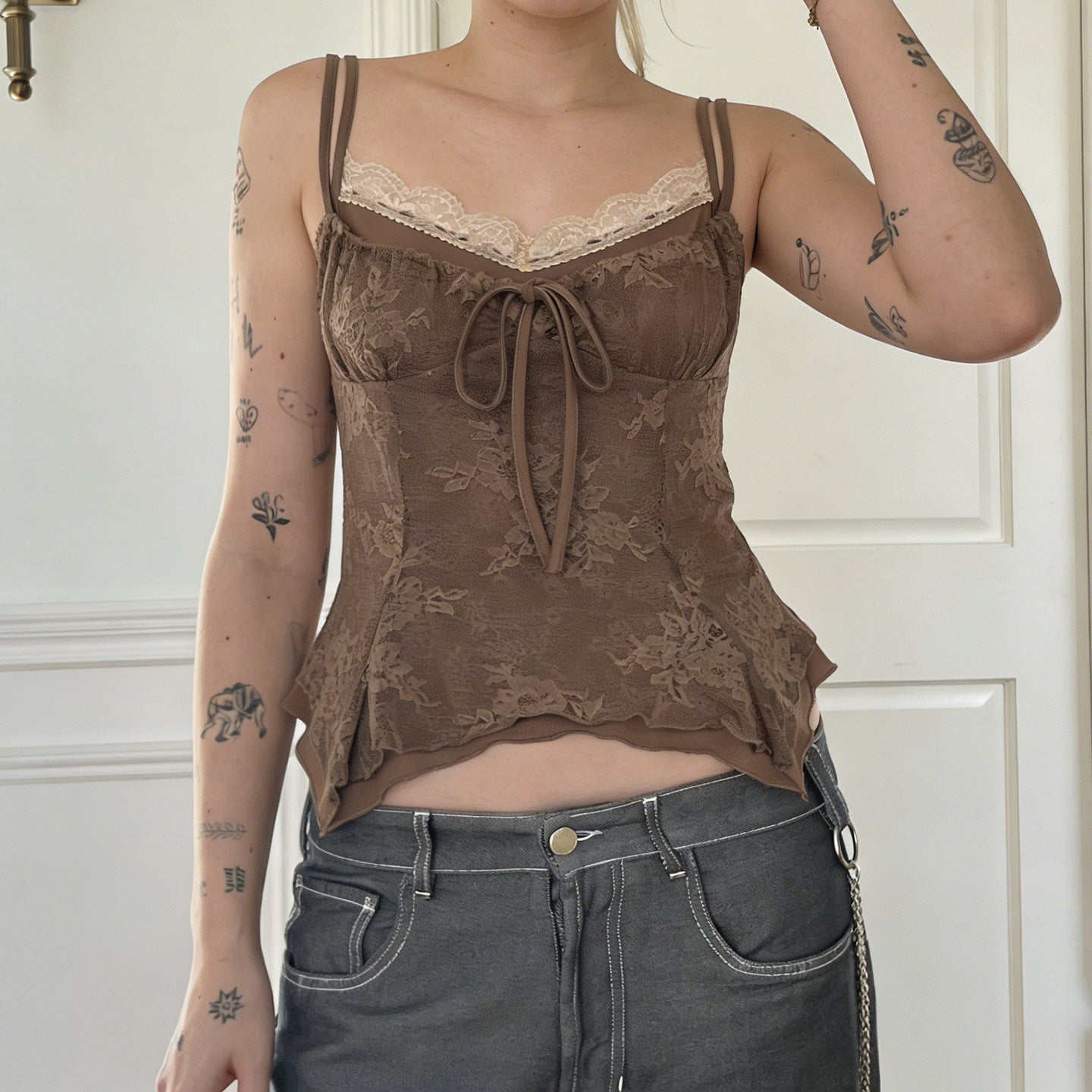 Retro-Spitzen-Patchwork-Camisole