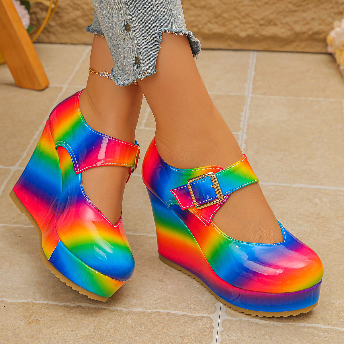 Wasserdichte Plateau-Wedge-Heels für Damen