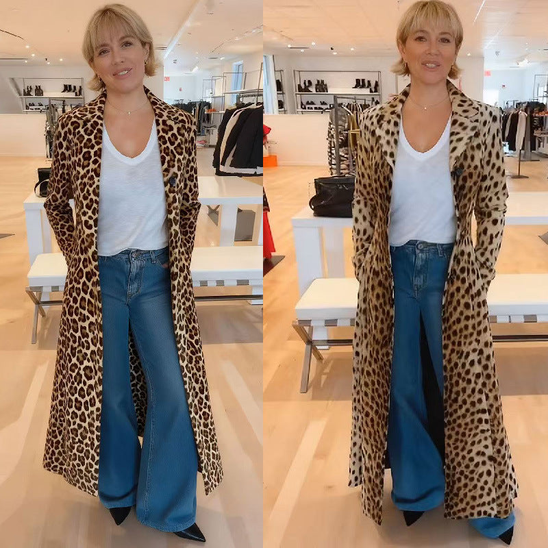 Langer Trenchcoat mit Leopardenmuster – Bild 5 | LuxeStyle