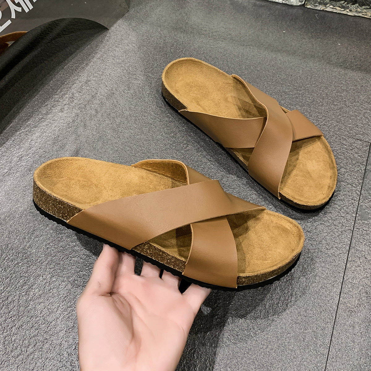 Herren Kork-Sandalen mit Kreuzriemen