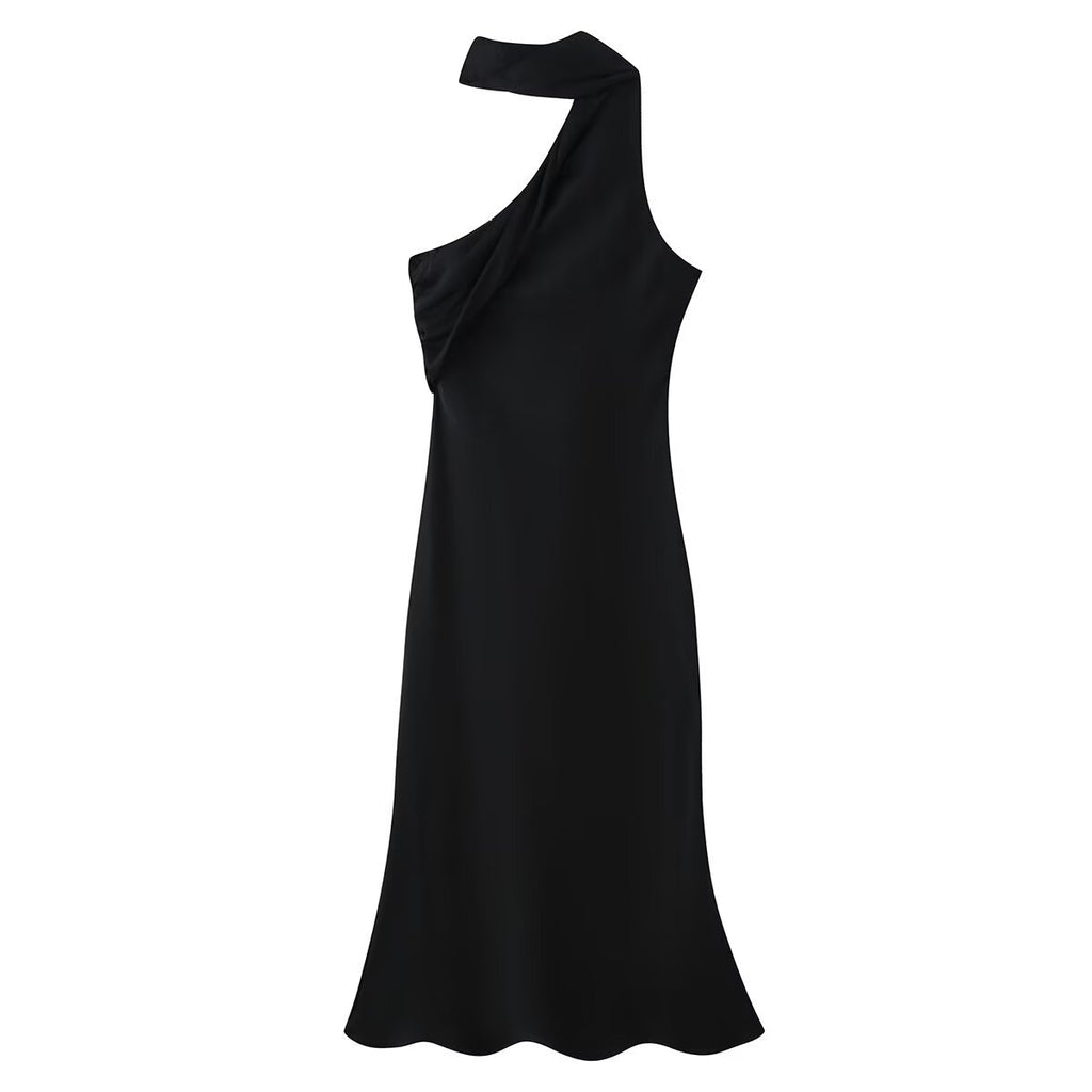 Asymmetrisches Kleid mit Schal-Detail