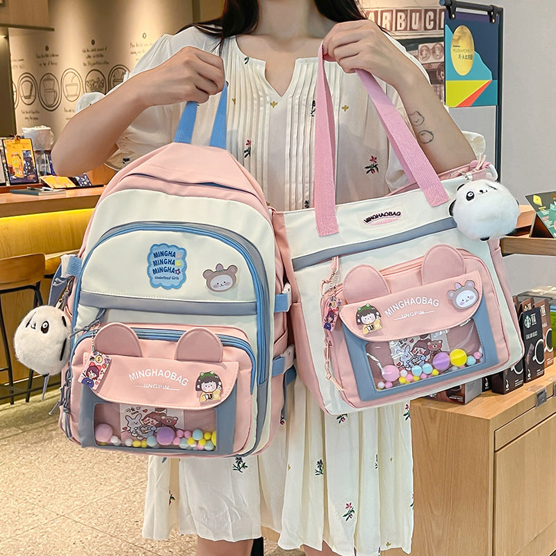 Nylon Rucksack mit Fuzzy-Ball Anhänger – Bild 17 | LuxeStyle