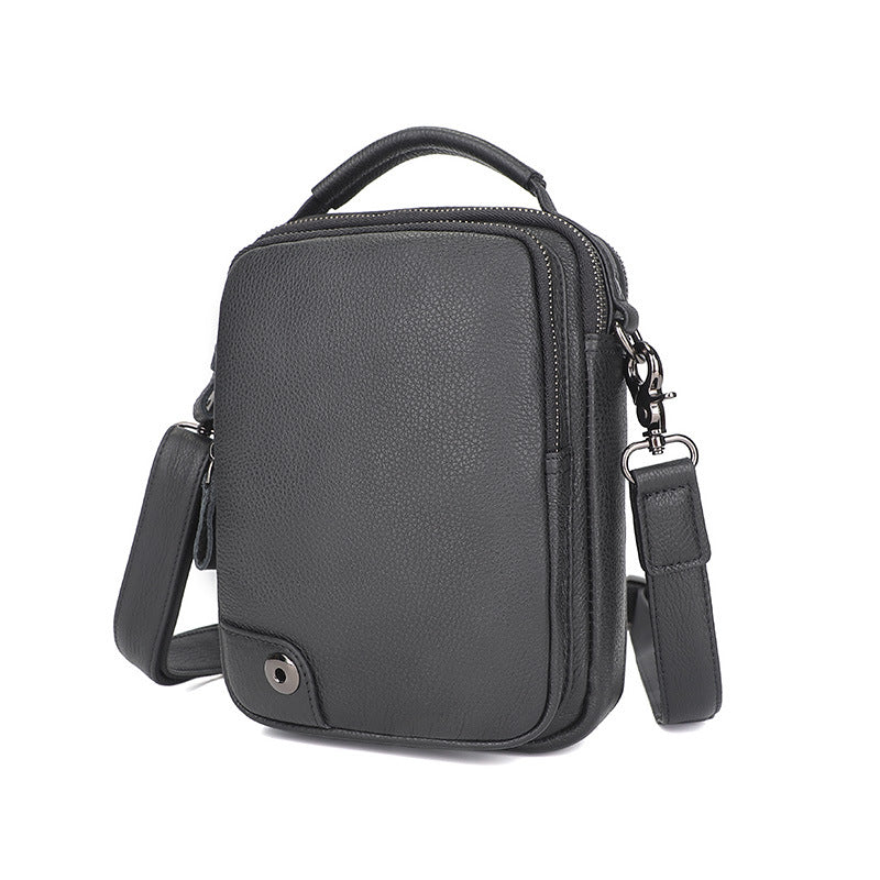Leder Crossbody Tasche – Herren, schwarz – Bild 4 | LuxeStyle
