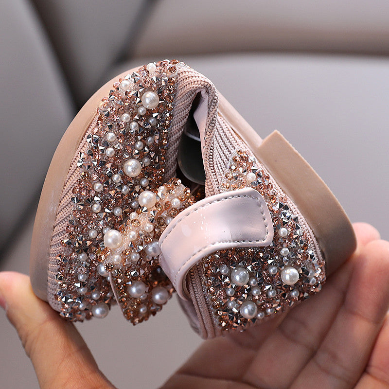 Mädchen Prinzessin Leder-Ballerinas mit Strass-Schleife – Bild 4 | LuxeStyle