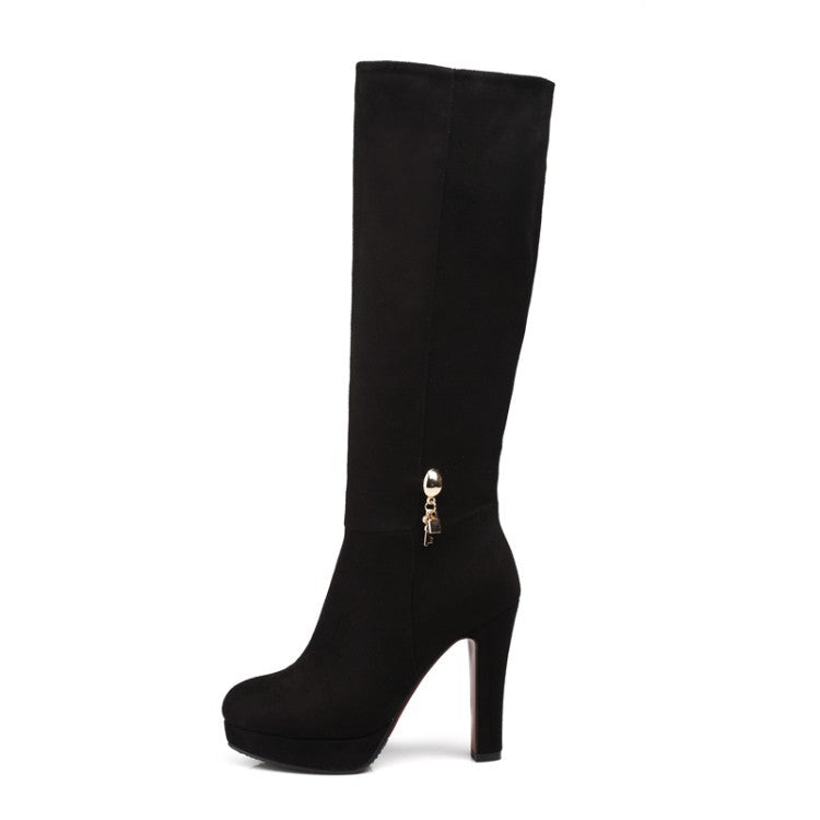 Weibliche High-Top-Stiefel mit Blockabsatz – Bild 2 | LuxeStyle
