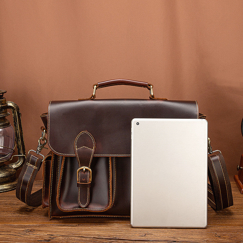 Rindsleder-Laptop-Tasche mit Reissverschluss – Bild 2 | LuxeStyle