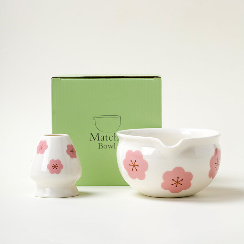 Matcha-Schale mit Blumenmuster