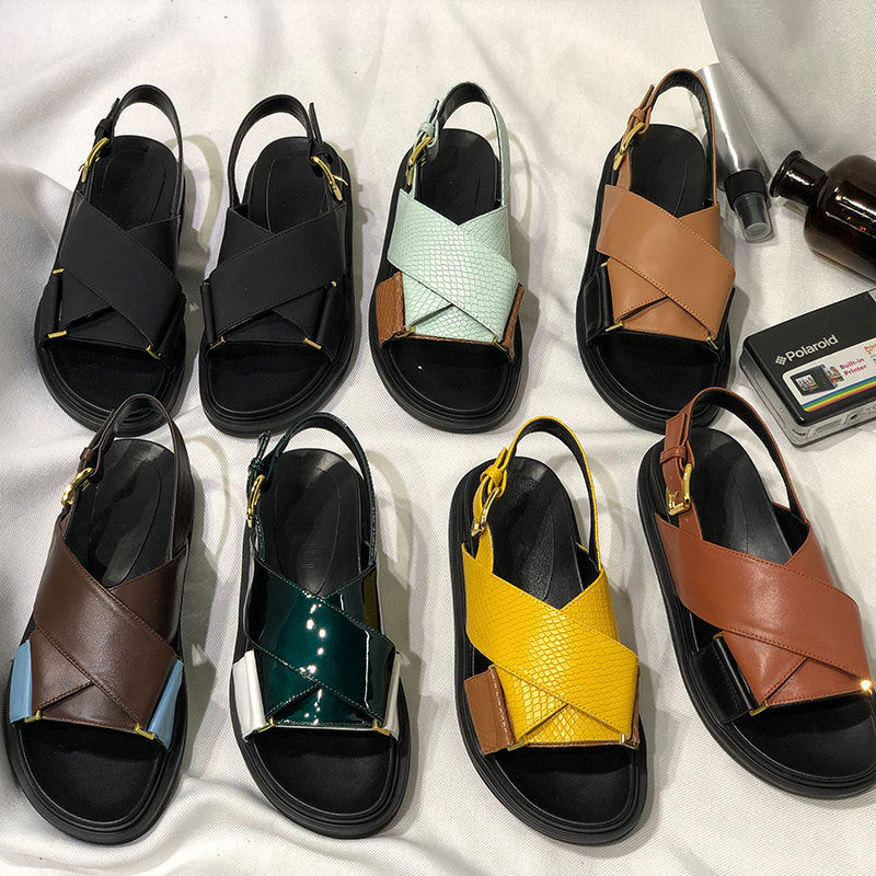 Axige Leder-Plattformschuhe Romantische Sandalen
