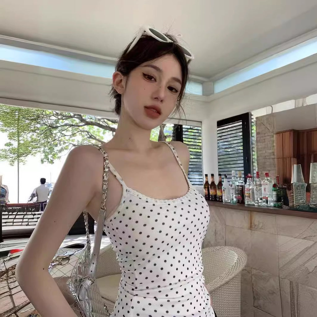 Designer-Stil Polka-Dot Spitze Camisole – Ansicht 5