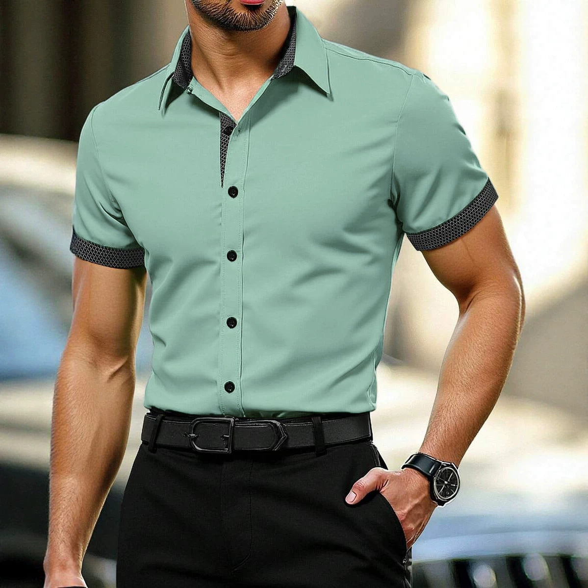 Sommerhemd Herren Kurzarm Casual