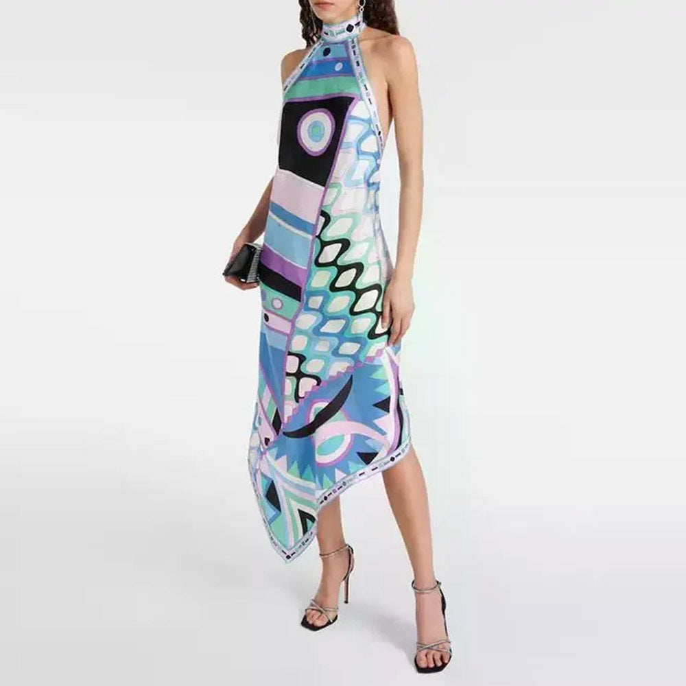Halterneck Maxikleid mit Geometrischem Print – Bild 2 | LuxeStyle