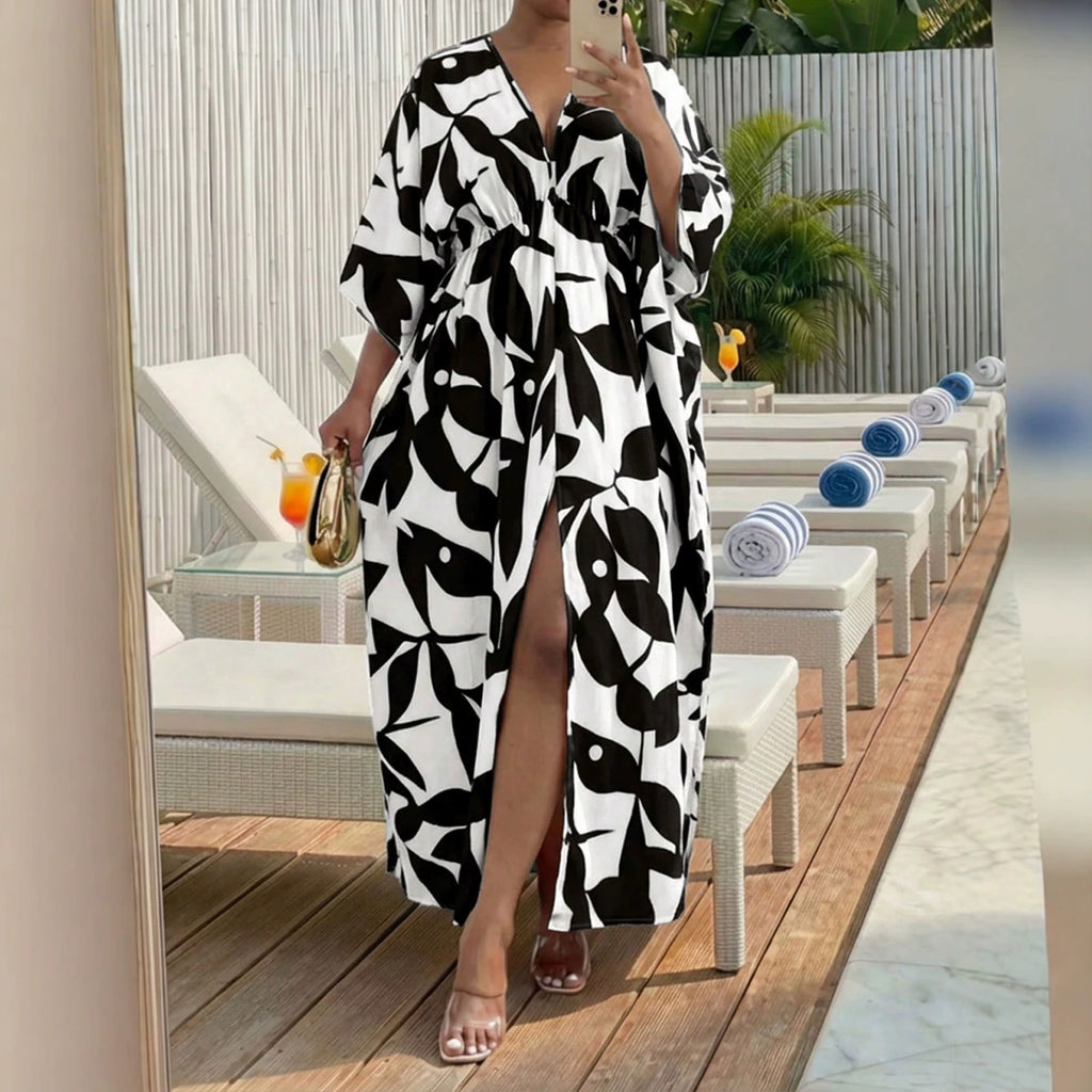 Elegantes V-Neck Sommerkleid mit Print