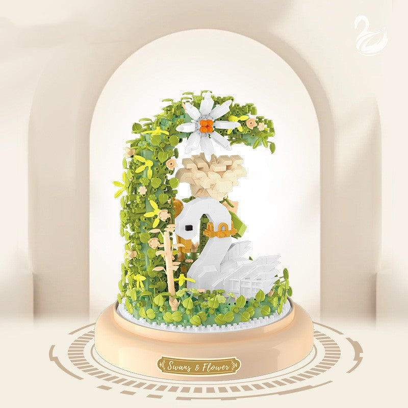 Schwan Blumen-Puzzle Bausteine mit Vitrine – Bild 3 | LuxeStyle