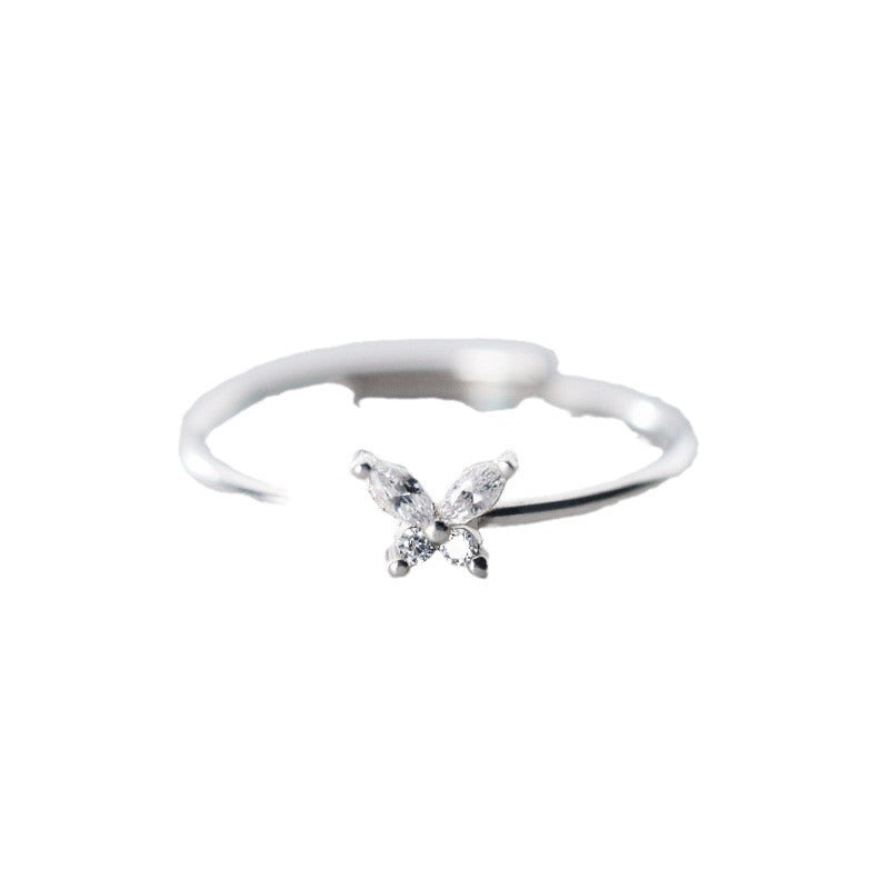 Verstellbarer Schmetterling Open Ring mit Diamanten