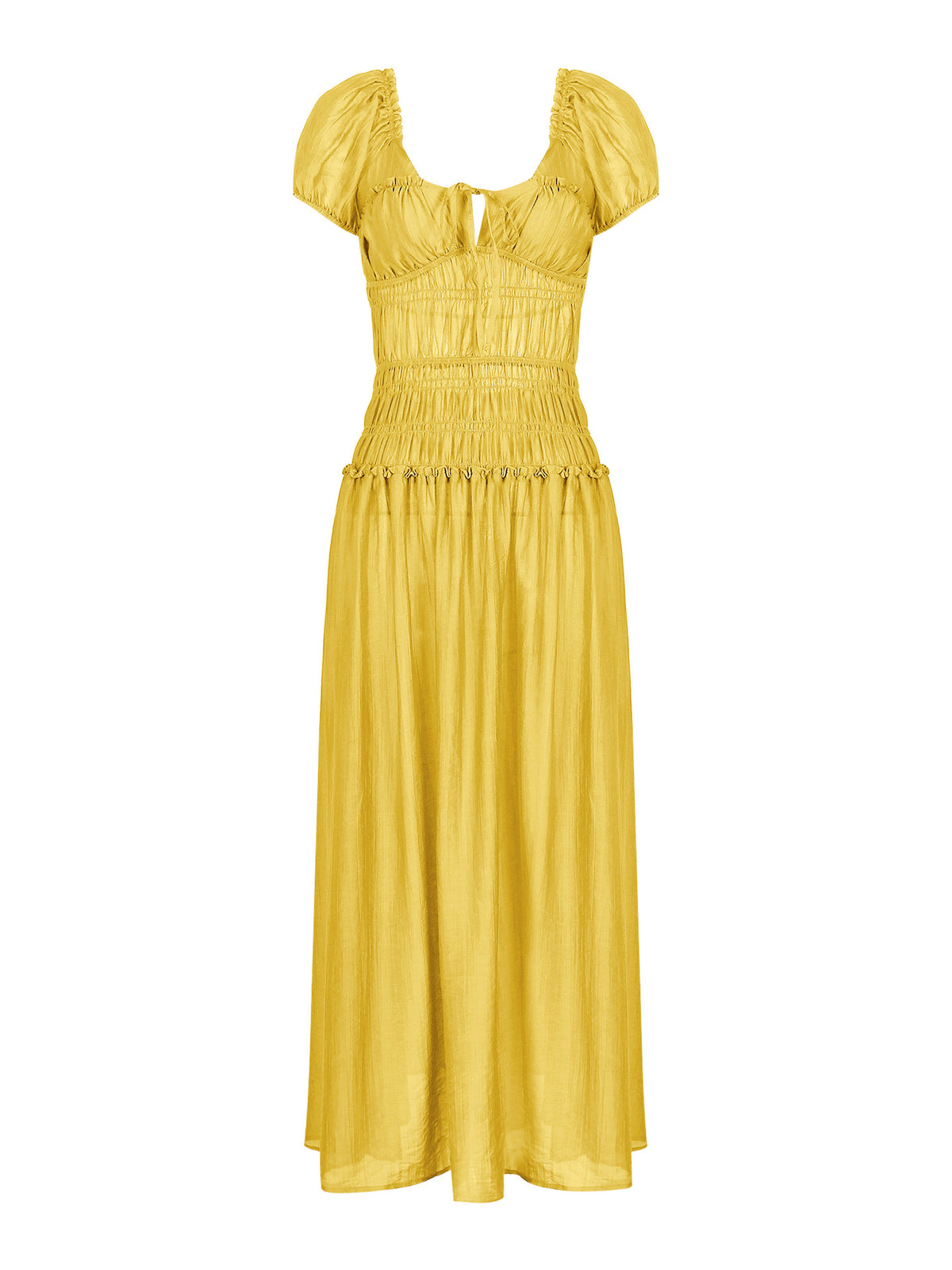 Sommerkleid mit Puffärmel, offener Rücken, A-Linien | LuxeStyle
