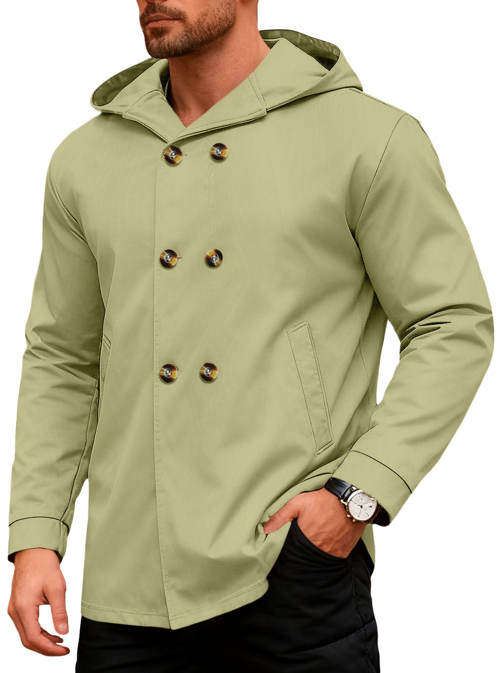 Herren Kapuzen-Trenchcoat, schmal geschnitten