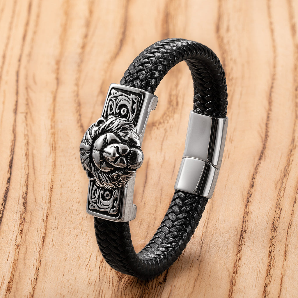 Lederarmband mit Löwenkopf für Herren – Bild 5 | LuxeStyle