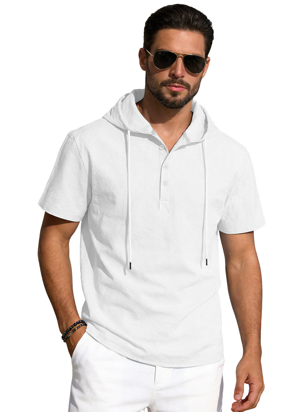 Herren Cotton-Linien Kurzarm-Einfarbig Hoodie