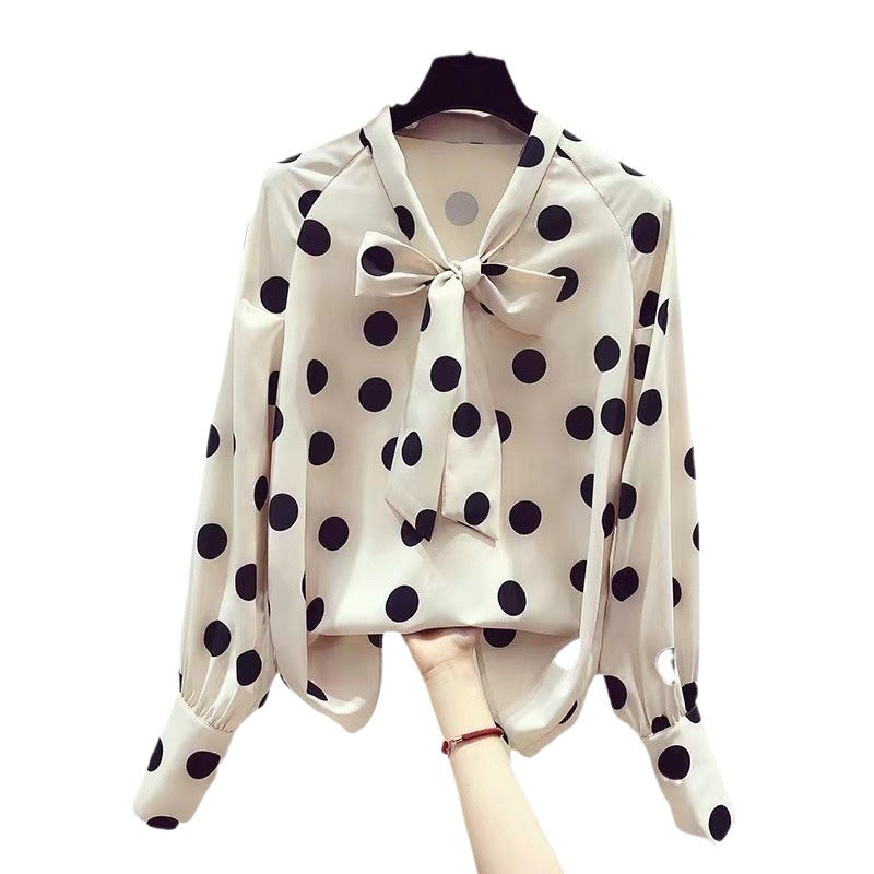 Retro Polka-Dot Chiffon Bluse für Damen