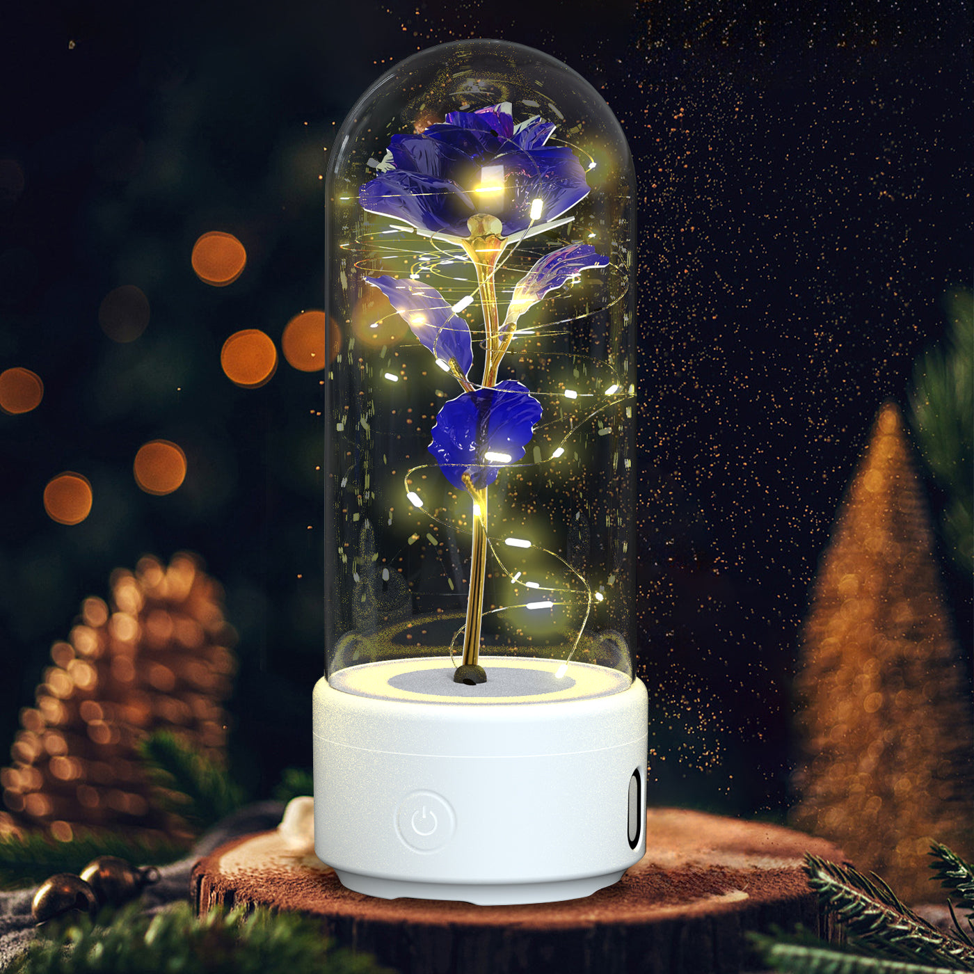 LED Rose mit Bluetooth-Speaker im Glas