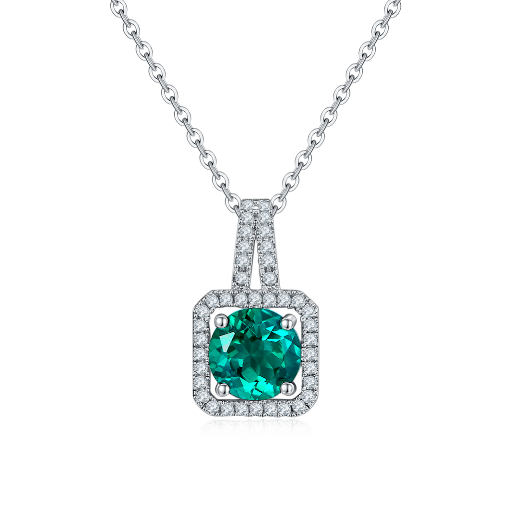 Edelstein-Anhänger «Rubin & Smaragd» 2 ct · 925 Silber Halo