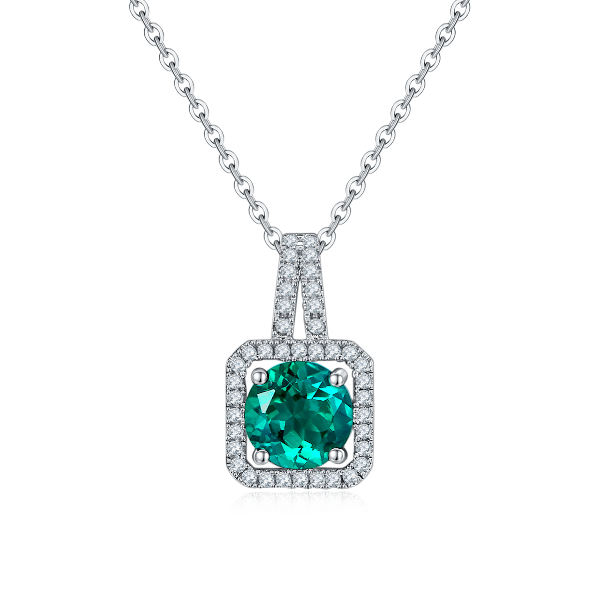 Edelstein-Anhänger «Rubin & Smaragd» 2 ct · 925 Silber Halo