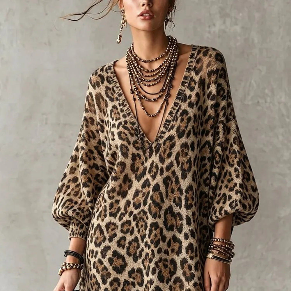 Leoparden‑Print‑Kleid mit Stick‑Panel – Bild 4 | LuxeStyle