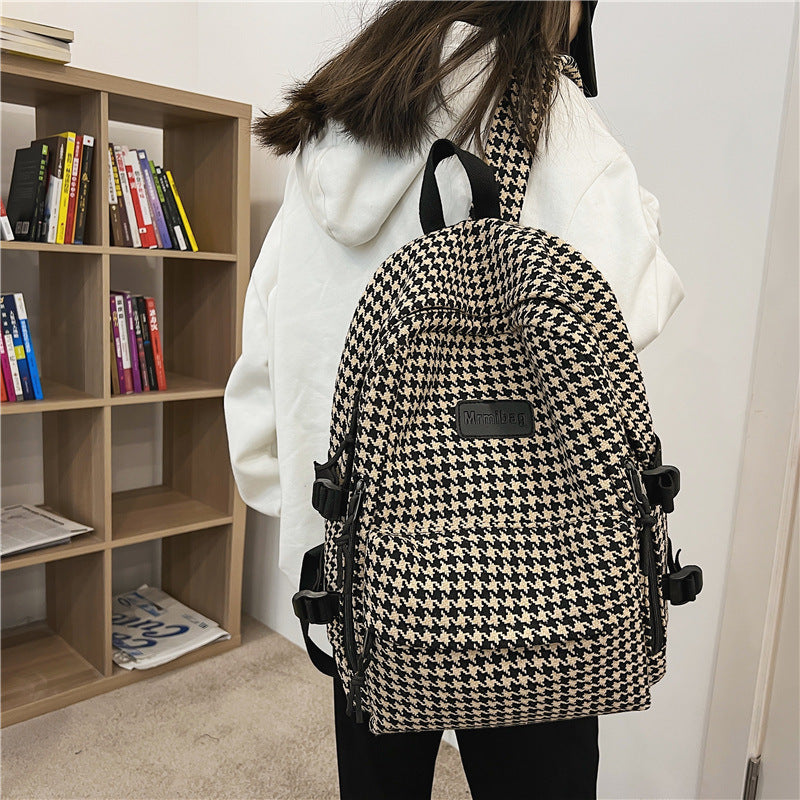 Grosser Strick-Houndstooth-Rucksack mit Anti-Diebstahl – Bild 6 | LuxeStyle