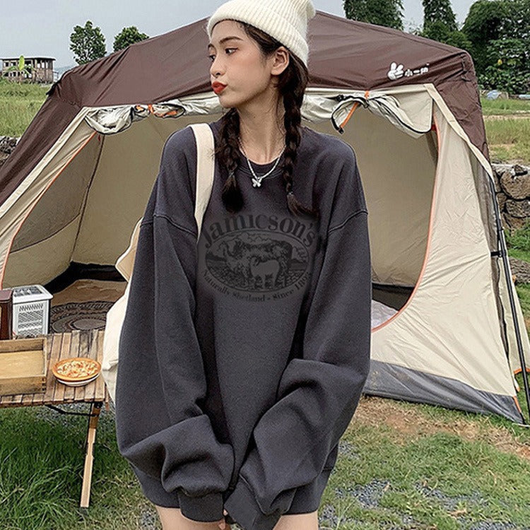 Damen Hoodie mit Rundhals und Relaxed Fit