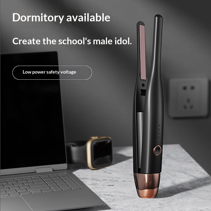 Kabelloser Mini-Haarglätter und Lockenstab für Herren