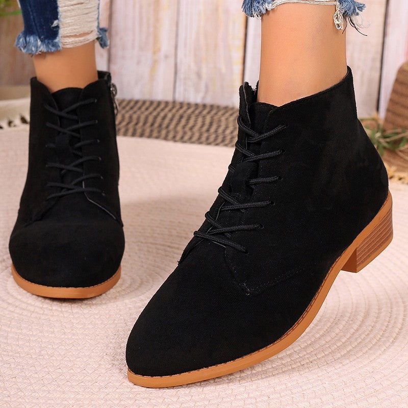 Damen Wildleder-Stiefeletten mit spitzer Kappe