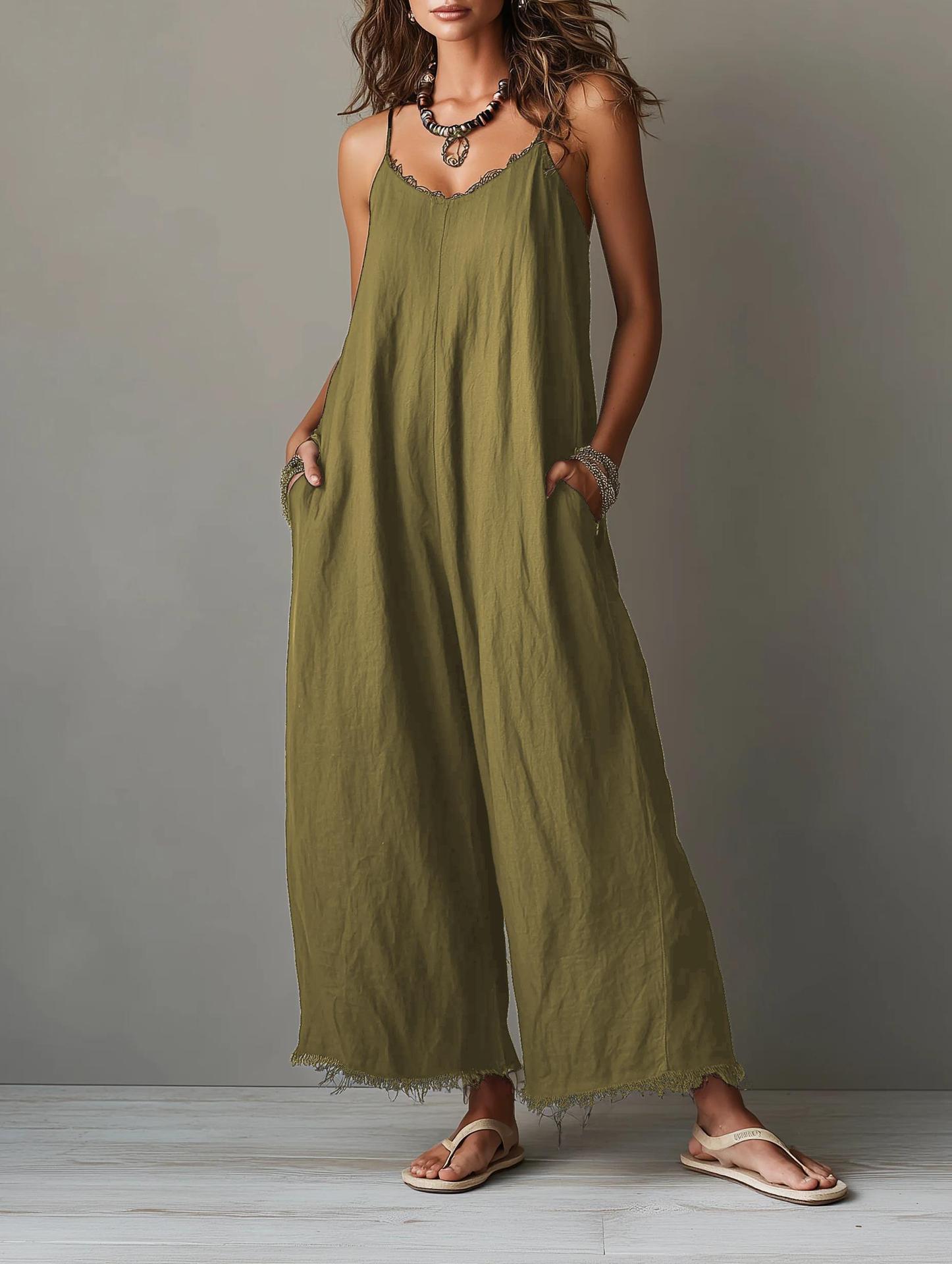 Damen Jumpsuit mit weitem Bein und Trägern