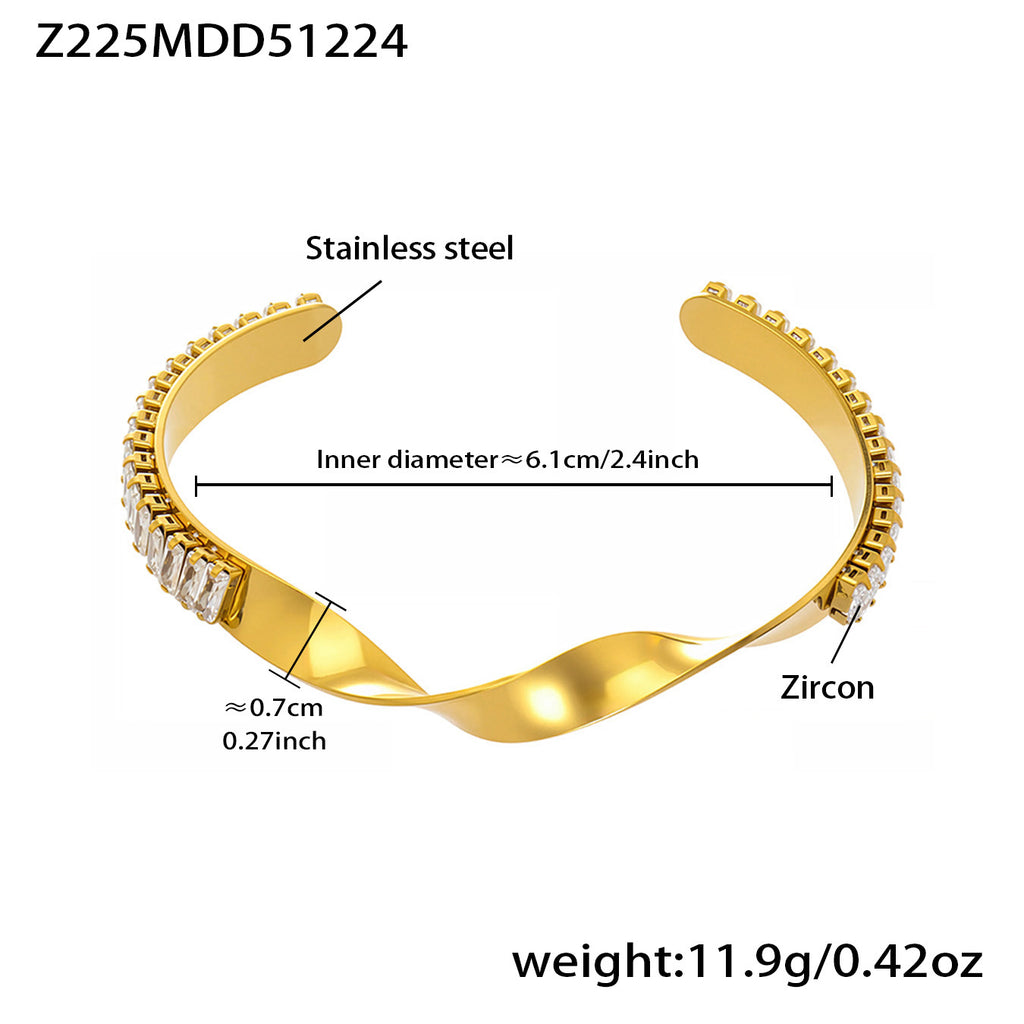 Glänzendes Edelstahl-Armband mit Kristallen – Bild 8 | LuxeStyle