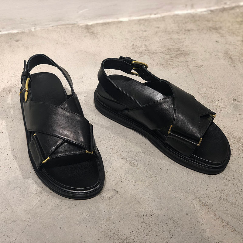 Axige Leder-Plattformschuhe Romantische Sandalen