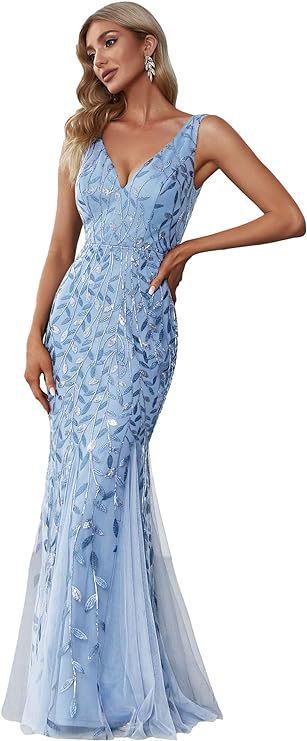 Formelles Paillettenkleid mit Doppel-V-Halsausschnitt – Bild 4 | LuxeStyle