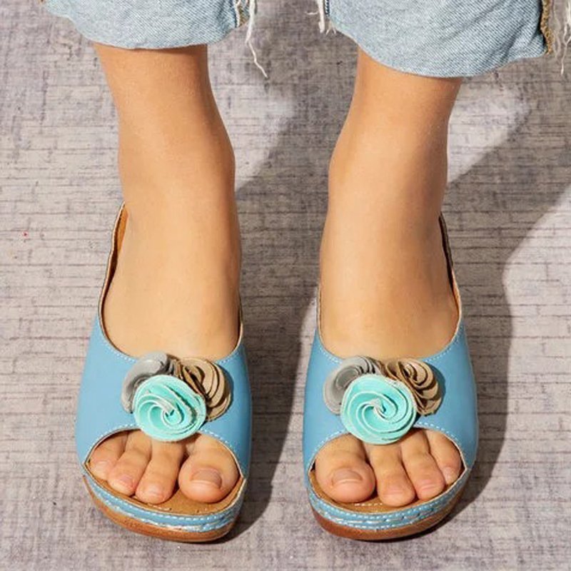 Damen Sandalen mit Keilabsatz und Fischm | LuxeStyle