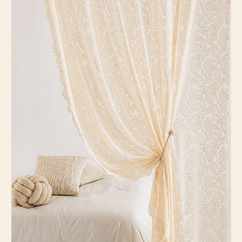 Vintage Vorhang mit Spitze und Perlen