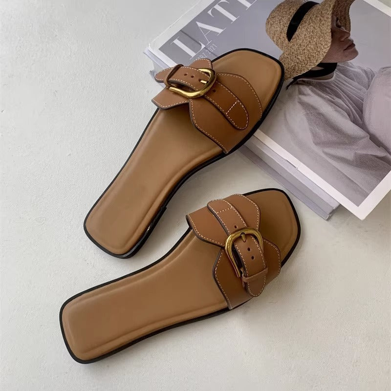 Französische Retro-Schnallen-Sandalen | LuxeStyle