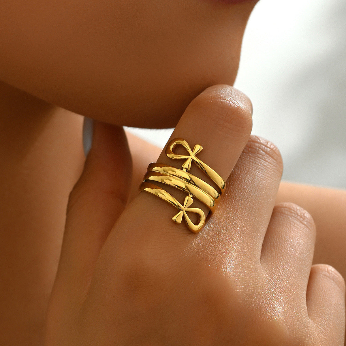 Unisex-Ringe mit doppellagigem Knotendesign für Paare – modisch
