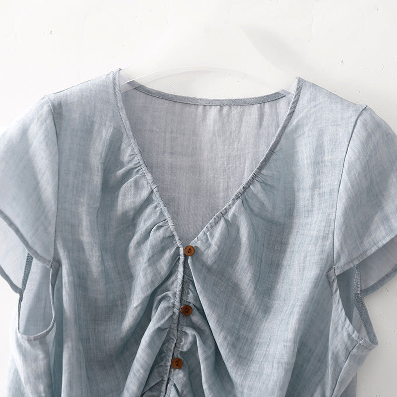 Luftiges V-Neck Shirt aus Baumwoll-Mix – Bild 5 | LuxeStyle