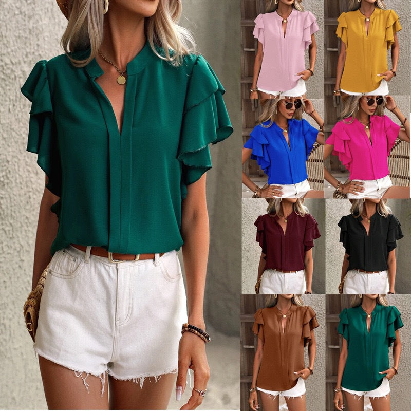 Lässiges V-Neck T-Shirt mit kurzen Ärmeln