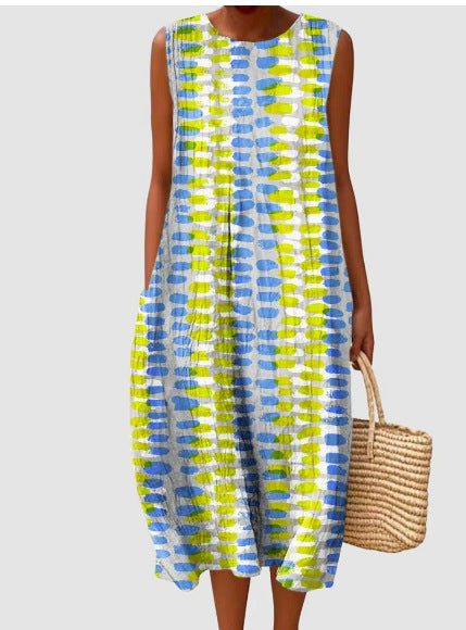 Ärmelloses Casual-Kleid mit 3D-Print