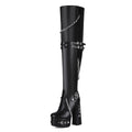 Overknee-Stiefel mit Chunky-Absatz und Nieten